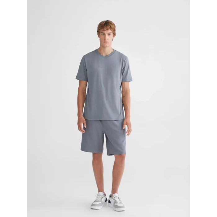 XSIDE Gri Bisiklet Yaka Baskılı Penye Erkek Tişört