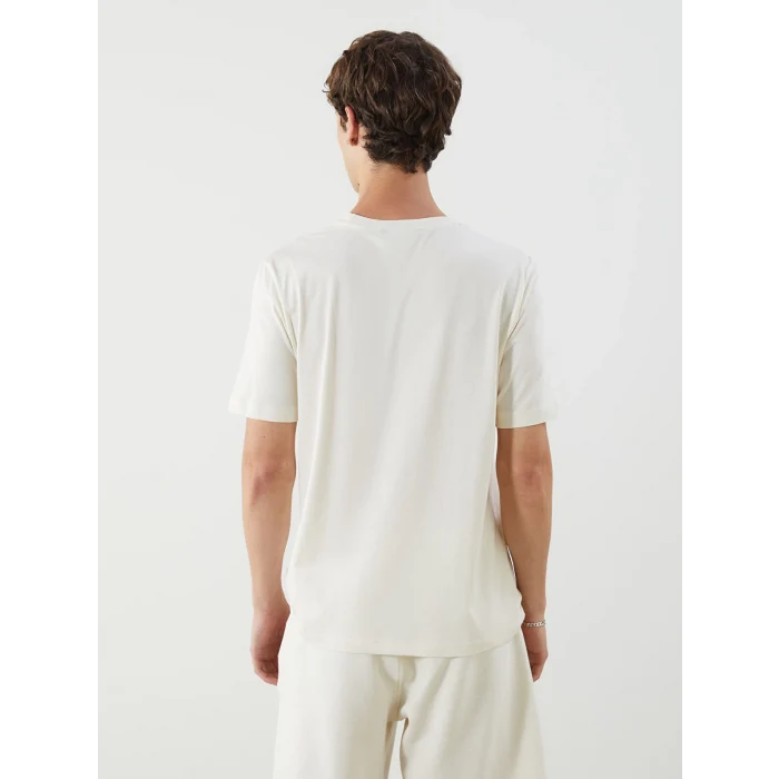 XSIDE Bej Bisiklet Yaka Baskılı Penye Erkek Tişört