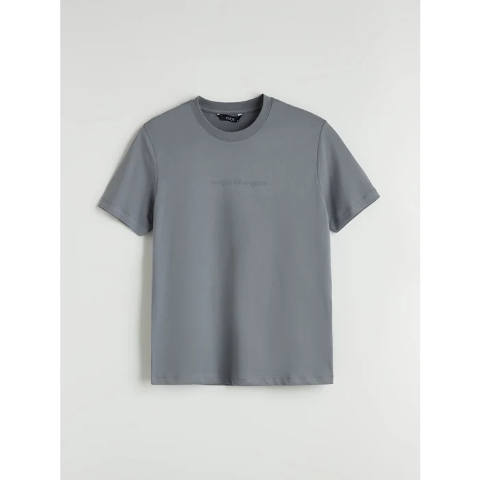 XSIDE Gri Bisiklet Yaka Baskılı Penye Erkek Tişört