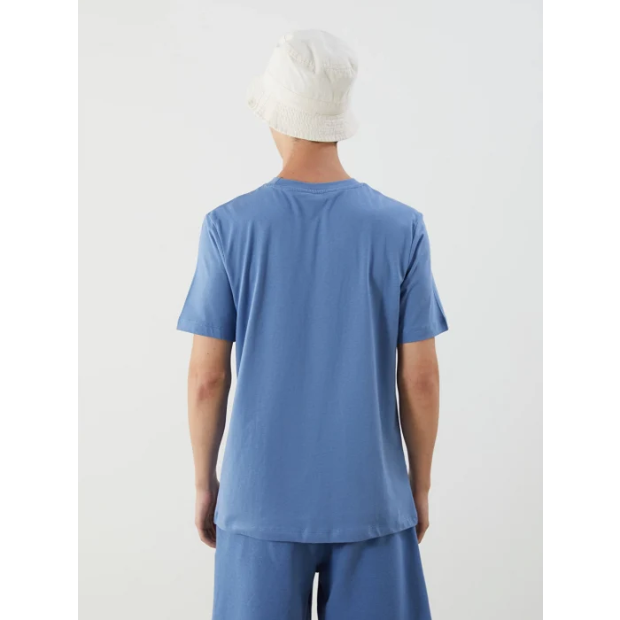 XSIDE Mavi Bisiklet Yaka Baskılı Penye Erkek Tişört