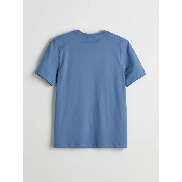 XSIDE Mavi Bisiklet Yaka Baskılı Penye Erkek Tişört