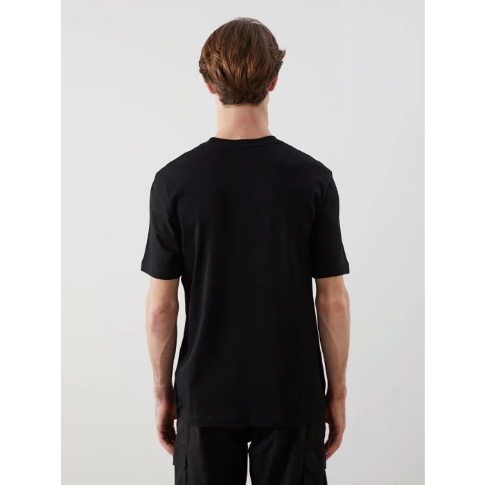 XSIDE Siyah Bisiklet Yaka Baskılı Penye Erkek Tişört