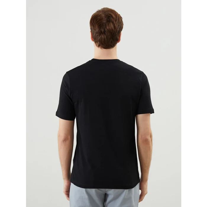 LCWAIKIKI Classic Siyah Bisiklet Yaka Kısa Kollu Baskılı Penye Erkek Tişört