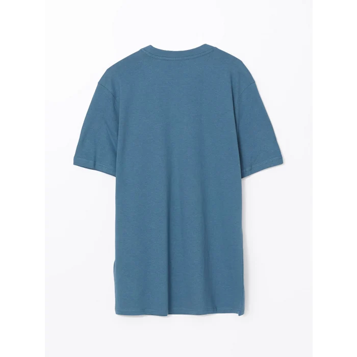 XSIDE Petrol Bisiklet Yaka Baskılı Penye Erkek Tişört