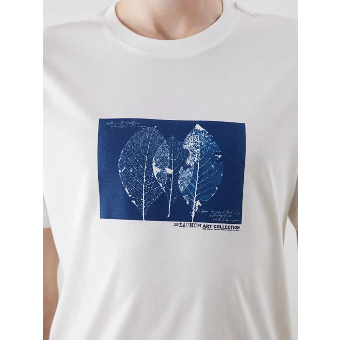 XSIDE Ekru Bisiklet Yaka Baskılı Penye Erkek Tişört