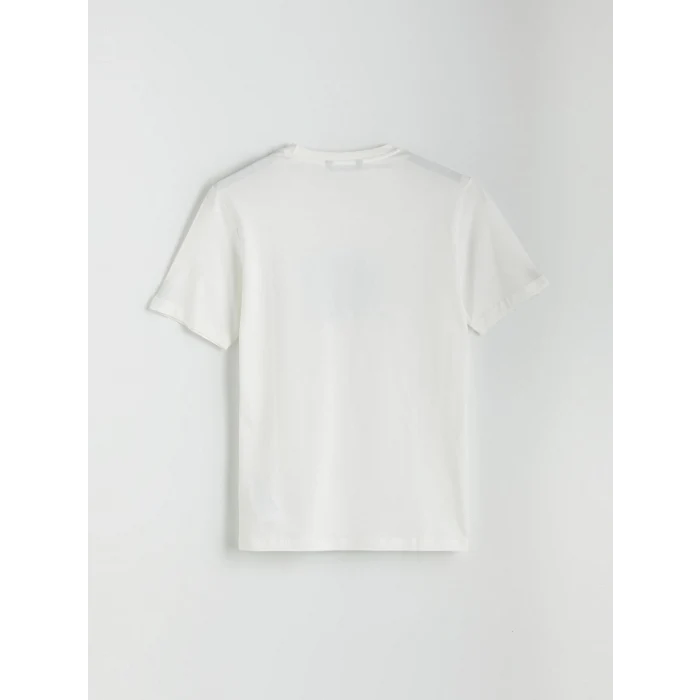 XSIDE Ekru Bisiklet Yaka Baskılı Penye Erkek Tişört