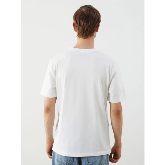 XSIDE Ekru Bisiklet Yaka Baskılı Penye Erkek Tişört