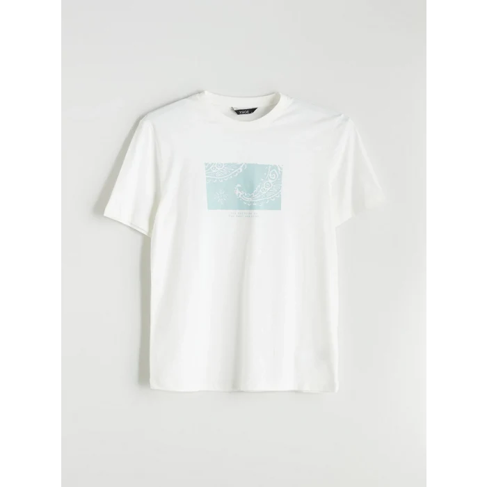 XSIDE Ekru Bisiklet Yaka Baskılı Penye Erkek Tişört