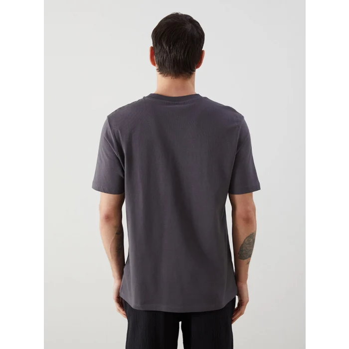 XSIDE Antrasit Bisiklet Yaka Baskılı Penye Erkek Tişört