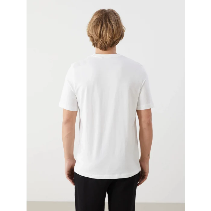 XSIDE Ekru Bisiklet Yaka Kısa Kollu Baskılı Penye Erkek Tişört