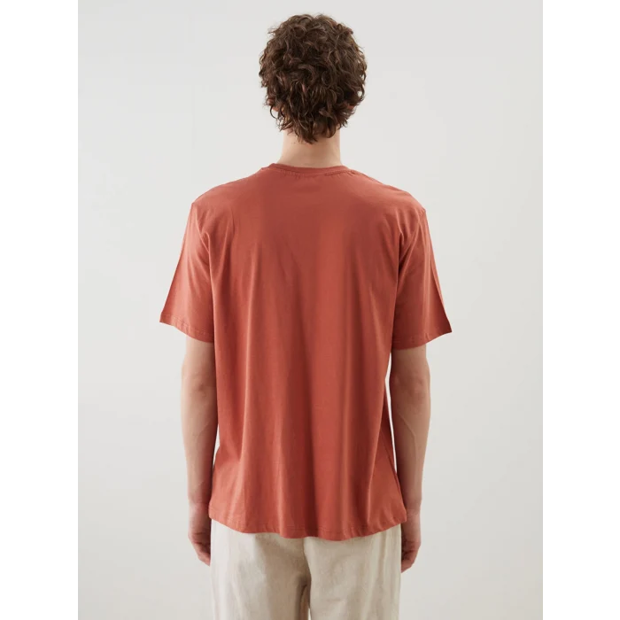 XSIDE Kahverengi Bisiklet Yaka Baskılı Penye Erkek Tişört