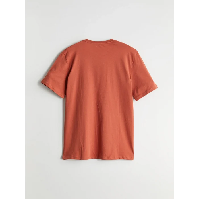 XSIDE Kahverengi Bisiklet Yaka Baskılı Penye Erkek Tişört