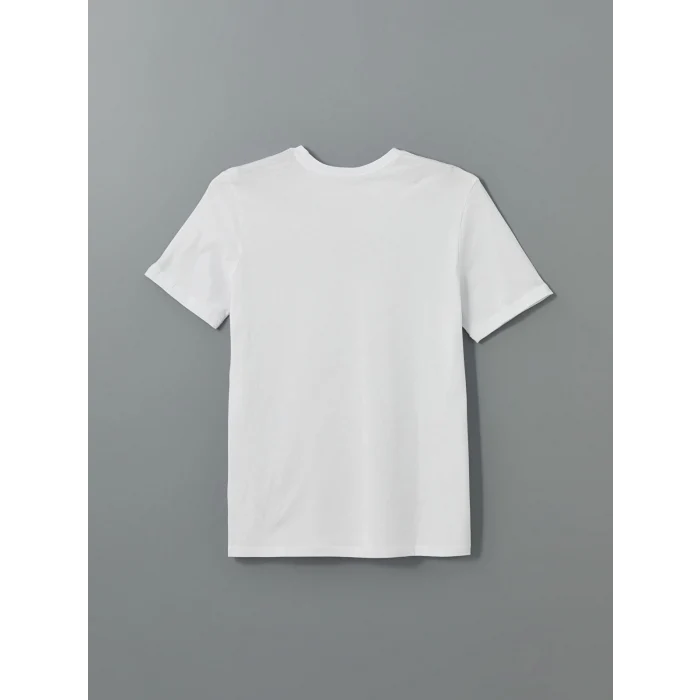 LCWAIKIKI Classic Beyaz Bisiklet Yaka Kısa Kollu Baskılı Penye Erkek Tişört