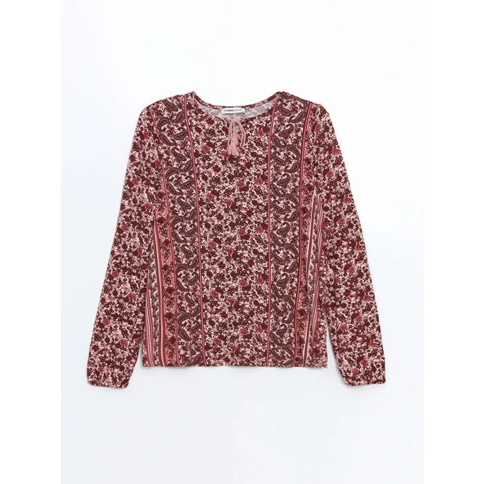 LCW Grace Pembe Bağlamalı Yaka Desenli Kadın Bluz