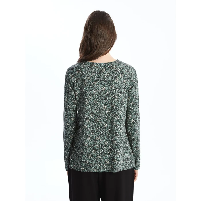 LCW Grace Haki Bağlamalı Yaka Desenli Kadın Bluz