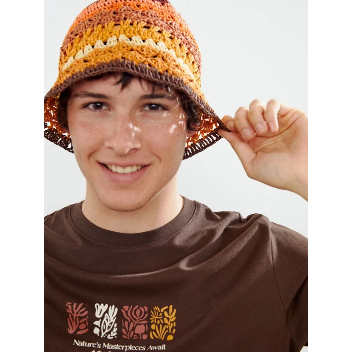 XSIDE Kahverengi Bisiklet Yaka Baskılı Penye Erkek Tişört