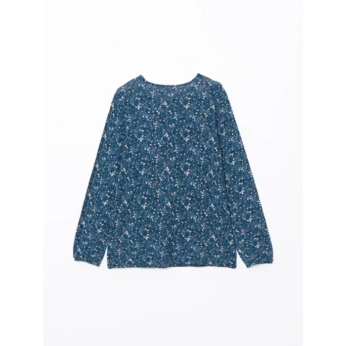 LCW Grace Lacivert Bağlamalı Yaka Desenli Kadın Bluz