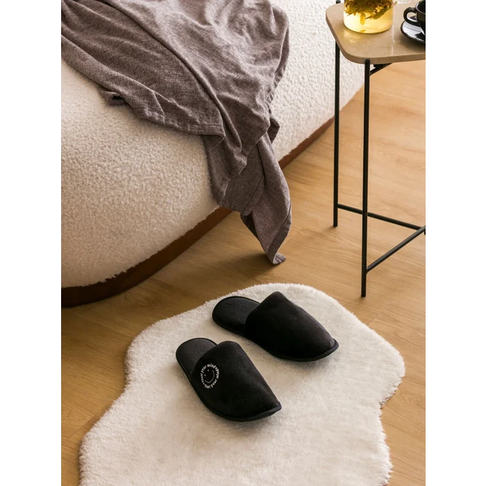 LCW STEPS Siyah Baskılı Erkek Ev Terliği