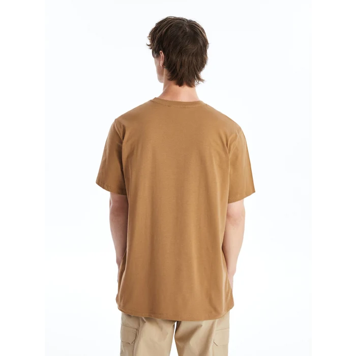 XSIDE Kahverengi Bisiklet Yaka Kısa Kollu Baskılı Penye Erkek Tişört