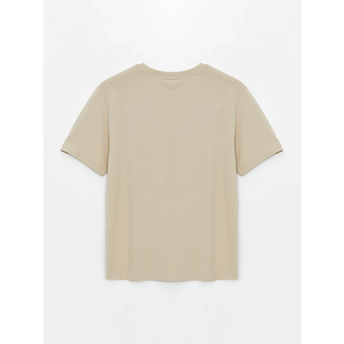 XSIDE Bej Bisiklet Yaka Kısa Kollu Baskılı Penye Erkek Tişört