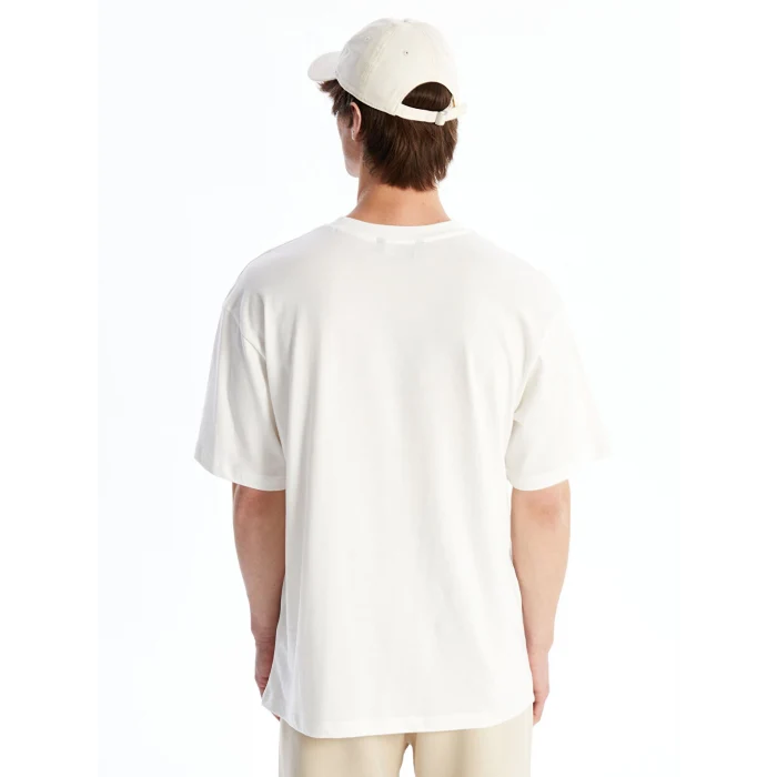 XSIDE Ekru Bisiklet Yaka Kısa Kollu Baskılı Penye Erkek Tişört