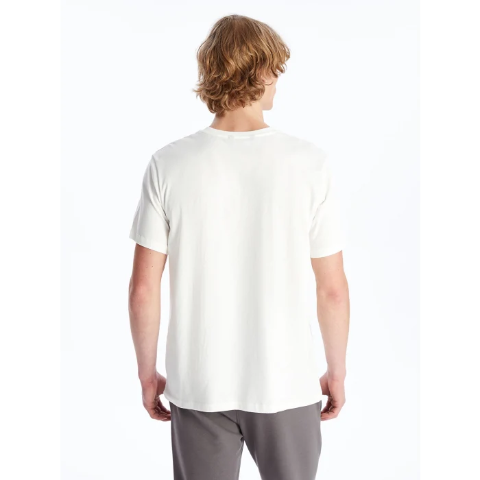 XSIDE Ekru Bisiklet Yaka Kısa Kollu Baskılı Penye Erkek Tişört