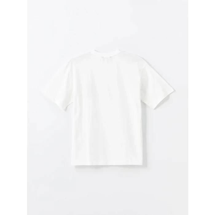 XSIDE Ekru Bisiklet Yaka Kısa Kollu Baskılı Penye Erkek Tişört