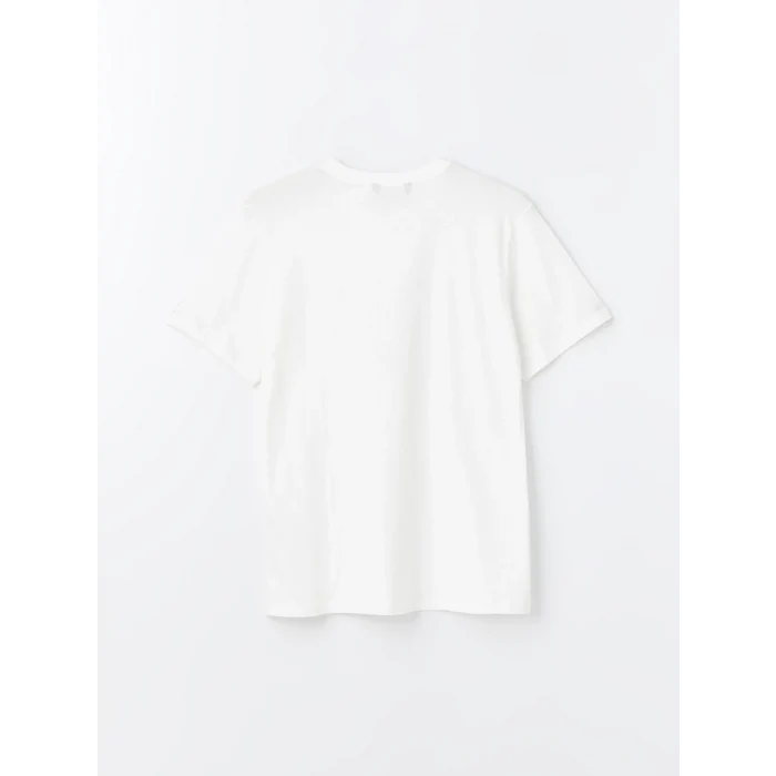 XSIDE Ekru Bisiklet Yaka Kısa Kollu Baskılı Penye Erkek Tişört