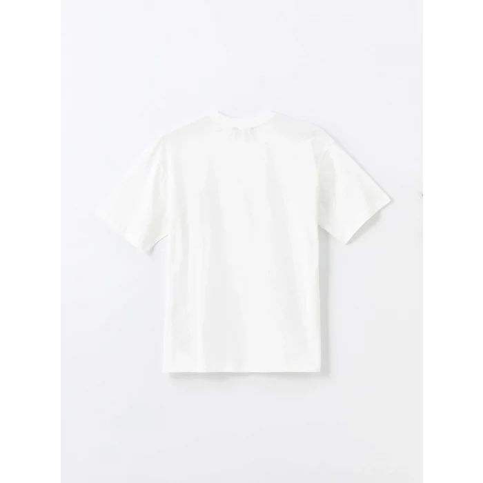 XSIDE Ekru Bisiklet Yaka Kısa Kollu Baskılı Penye Erkek Tişört