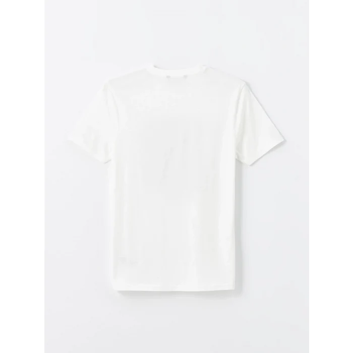 XSIDE Ekru Bisiklet Yaka Kısa Kollu Baskılı Penye Erkek Tişört