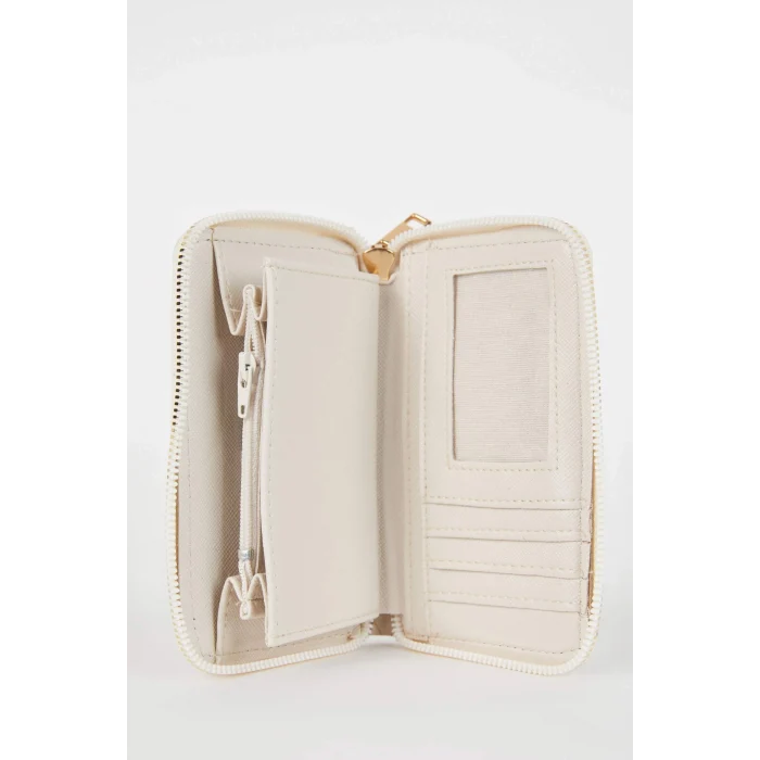 Defacto B3775 Bej Kadın Uzay Baskılı Suni Deri Cüzdan