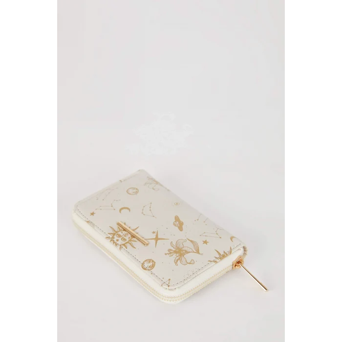 Defacto B3775 Bej Kadın Uzay Baskılı Suni Deri Cüzdan