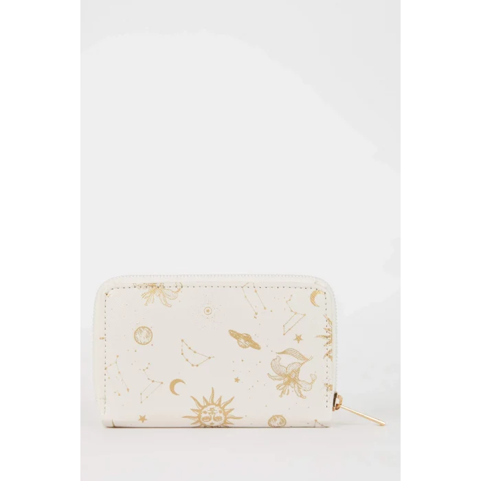 Defacto B3775 Bej Kadın Uzay Baskılı Suni Deri Cüzdan