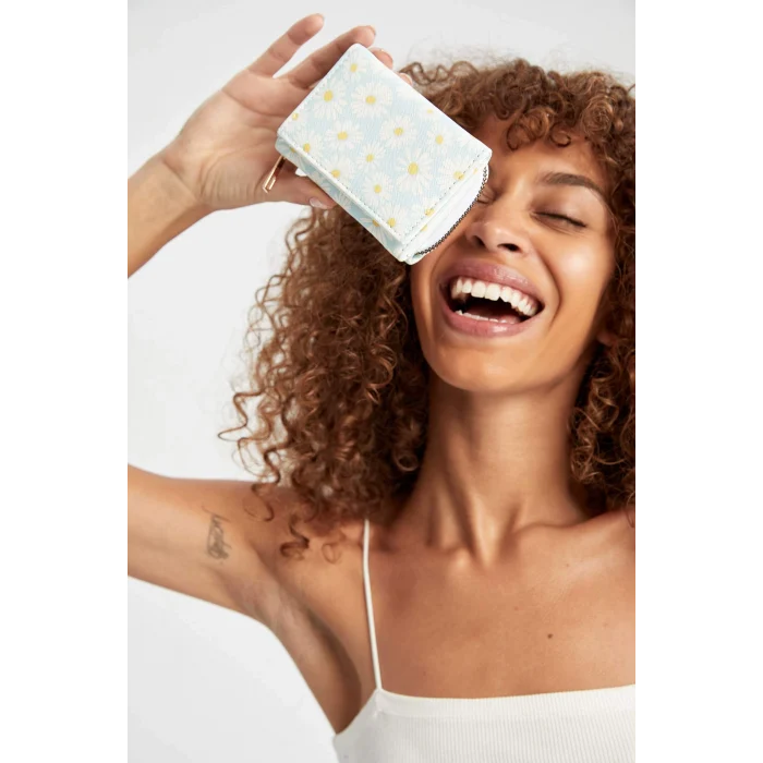 Defacto W2014 Çok Renkli Kadın Papatya Desenli Suni Deri Cüzdan