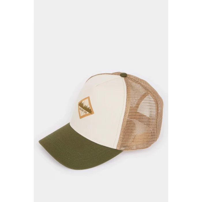 Defacto B7994 Yeşil Erkek Etiket Baskılı Jean Beyzbol Basketbol Şapkası