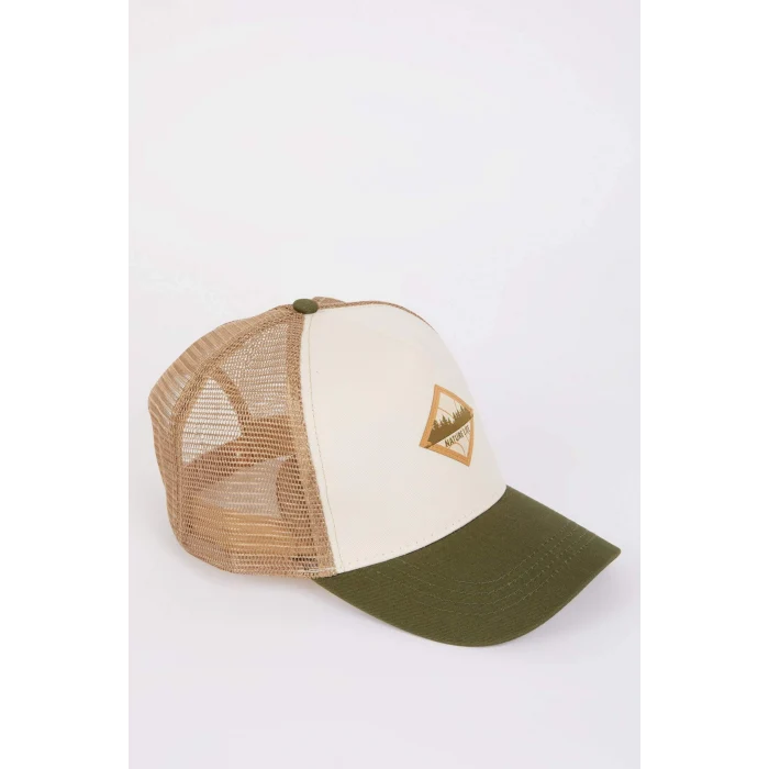 Defacto B7994 Yeşil Erkek Etiket Baskılı Jean Beyzbol Basketbol Şapkası