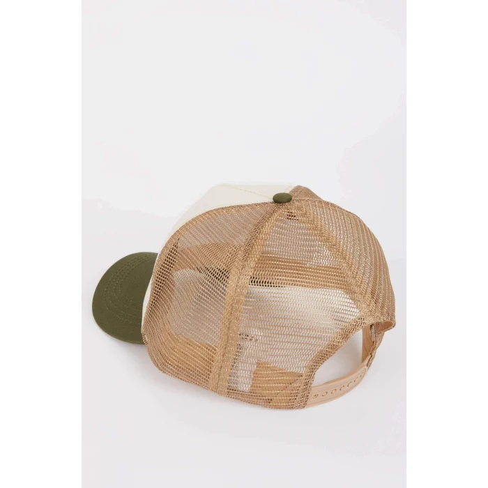 Defacto B7994 Yeşil Erkek Etiket Baskılı Jean Beyzbol Basketbol Şapkası