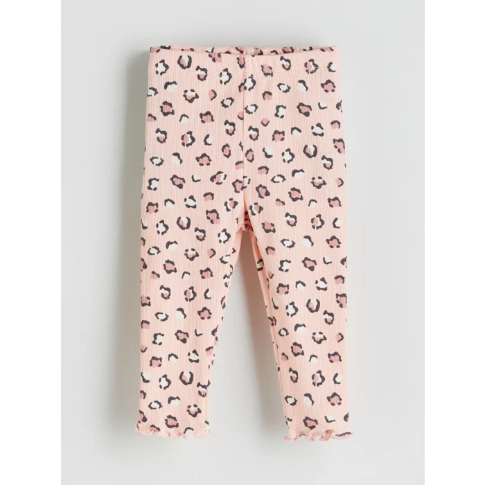 LCW baby Ekru Bisiklet Yaka Çiçek Desenli Kız Bebek Bluz ve Tayt 2li Takım