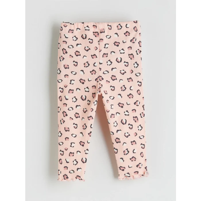 LCW baby Ekru Bisiklet Yaka Çiçek Desenli Kız Bebek Bluz ve Tayt 2li Takım