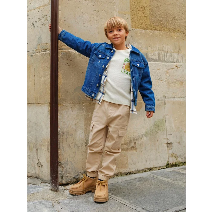 LCW Kids Bej Beli Lastikli Erkek Çocuk Kargo Jogger Pantolon