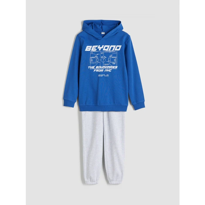 LCW Kids Mavi Kapüşonlu Erkek Çocuk Eşofman Takım