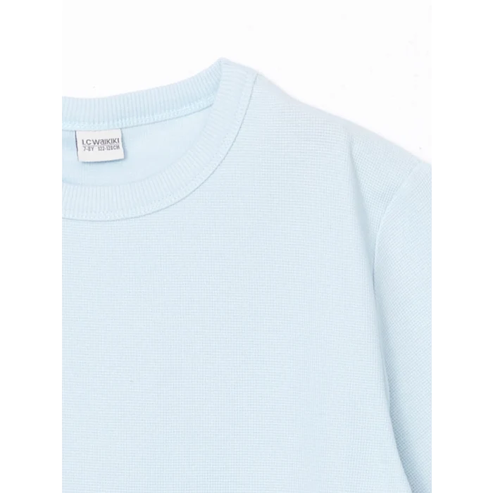 LCW Kids Mavi Bisiklet Yaka Erkek Çocuk Tişört