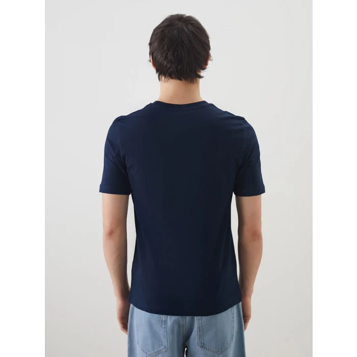 XSIDE Lacivert Bisiklet Yaka Baskılı Penye Erkek Tişört