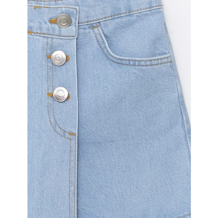 LCW Kids Indigo Beli Lastikli Kız Çocuk Jean Şort Etek