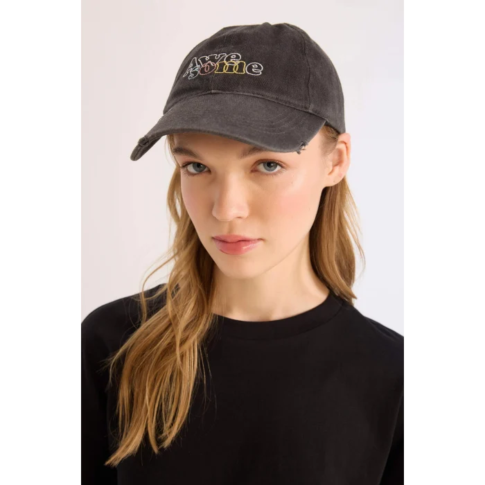 Defacto B7199 Antrasit Kadın Jean Görünümlü Cap Şapka