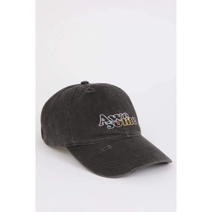 Defacto B7199 Antrasit Kadın Jean Görünümlü Cap Şapka