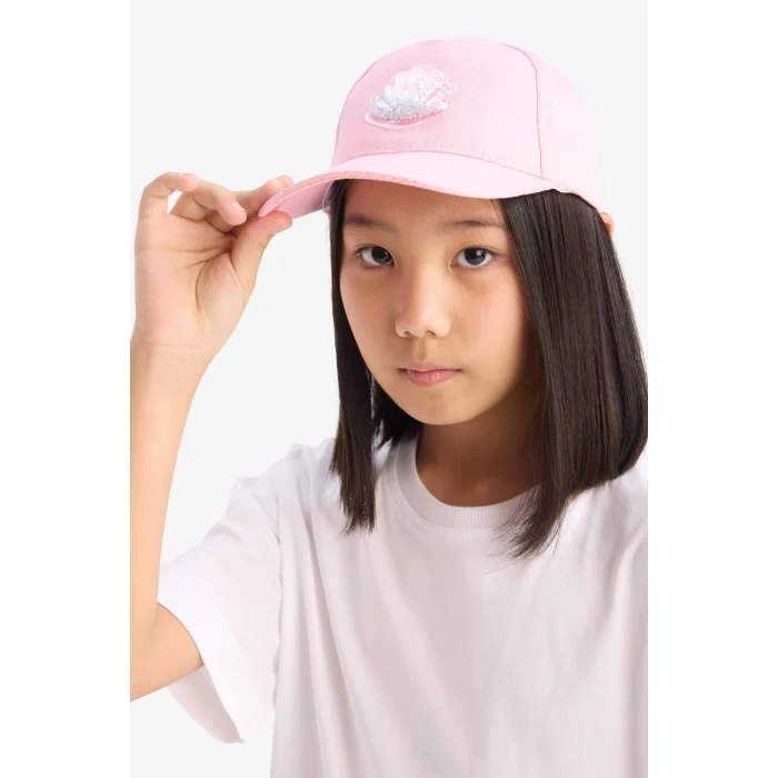 Defacto D8427 Pembe Kız Çocuk 3D Pamuklu Cap Şapka
