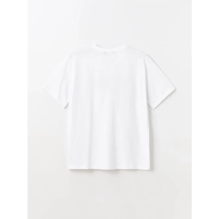 XSIDE ACTIVE Beyaz Bisiklet Yaka Baskılı Kısa Kollu Kadın Tişört