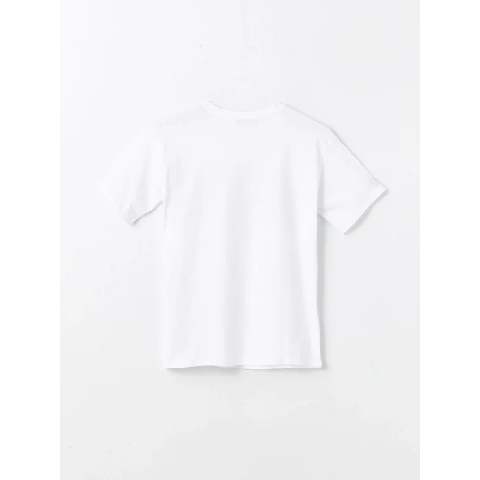 XSIDE Ekru Bisiklet Yaka Baskılı Kısa Kollu Kadın Tişört