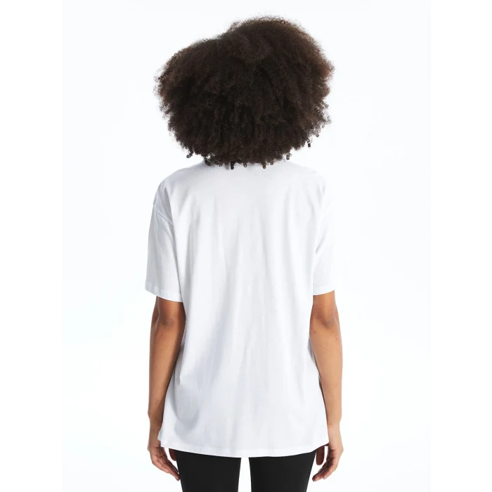 XSIDE ACTIVE Beyaz Bisiklet Yaka Baskılı Kısa Kollu Kadın Tişört